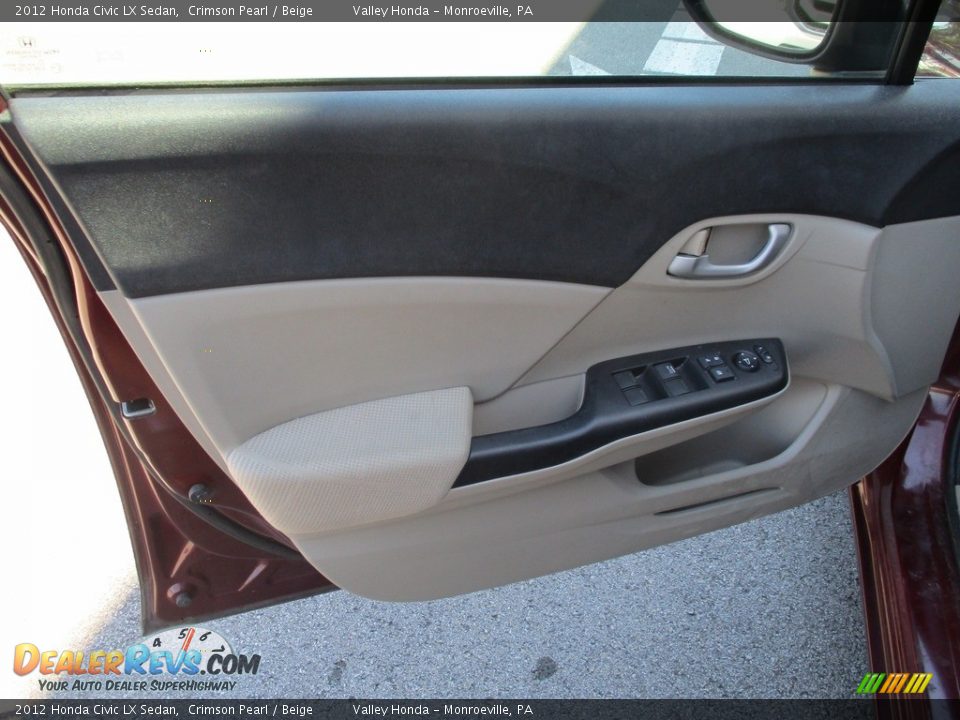 2012 Honda Civic LX Sedan Crimson Pearl / Beige Photo #10