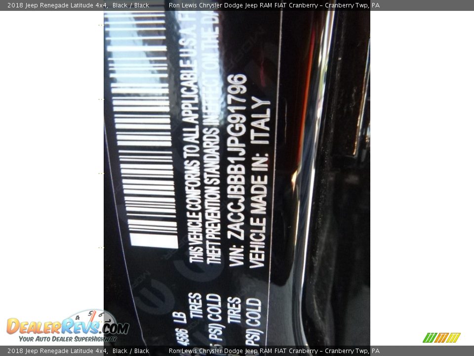 2018 Jeep Renegade Latitude 4x4 Black / Black Photo #15
