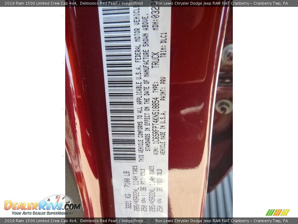 2019 Ram 1500 Limited Crew Cab 4x4 Delmonico Red Pearl / Indigo/Frost Photo #16