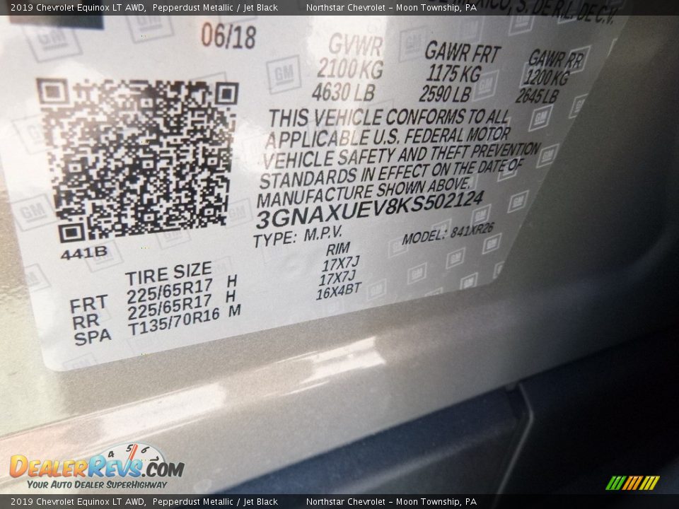 2019 Chevrolet Equinox LT AWD Pepperdust Metallic / Jet Black Photo #16