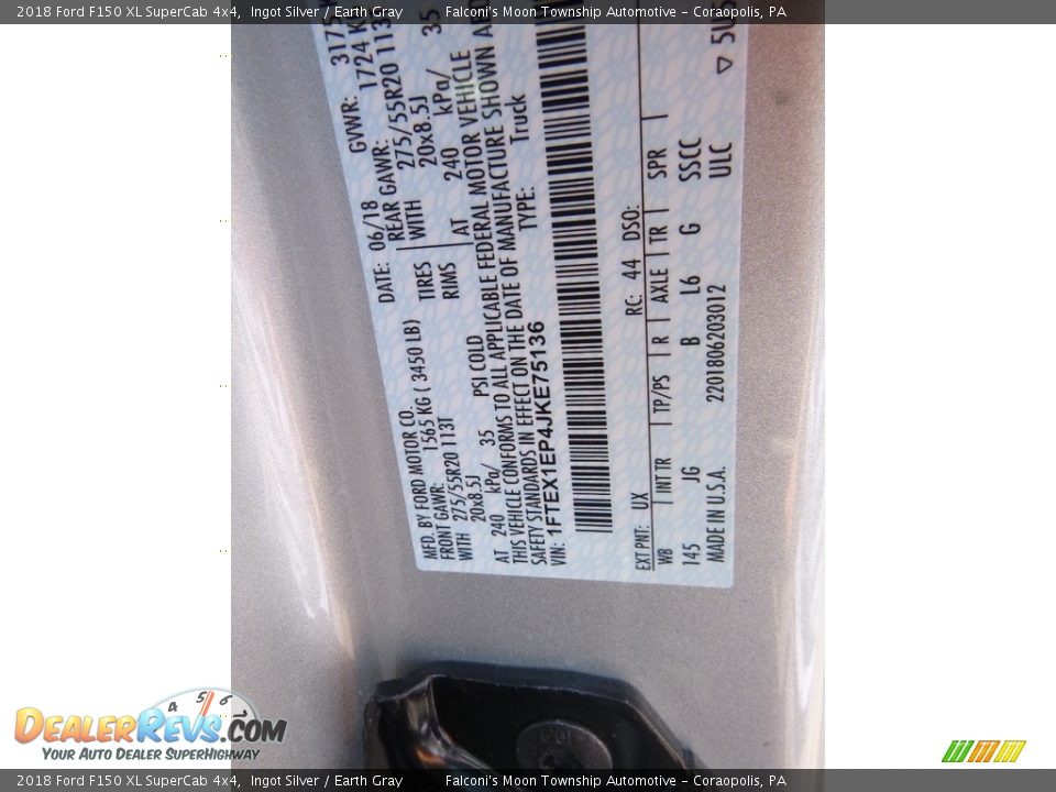 2018 Ford F150 XL SuperCab 4x4 Ingot Silver / Earth Gray Photo #10