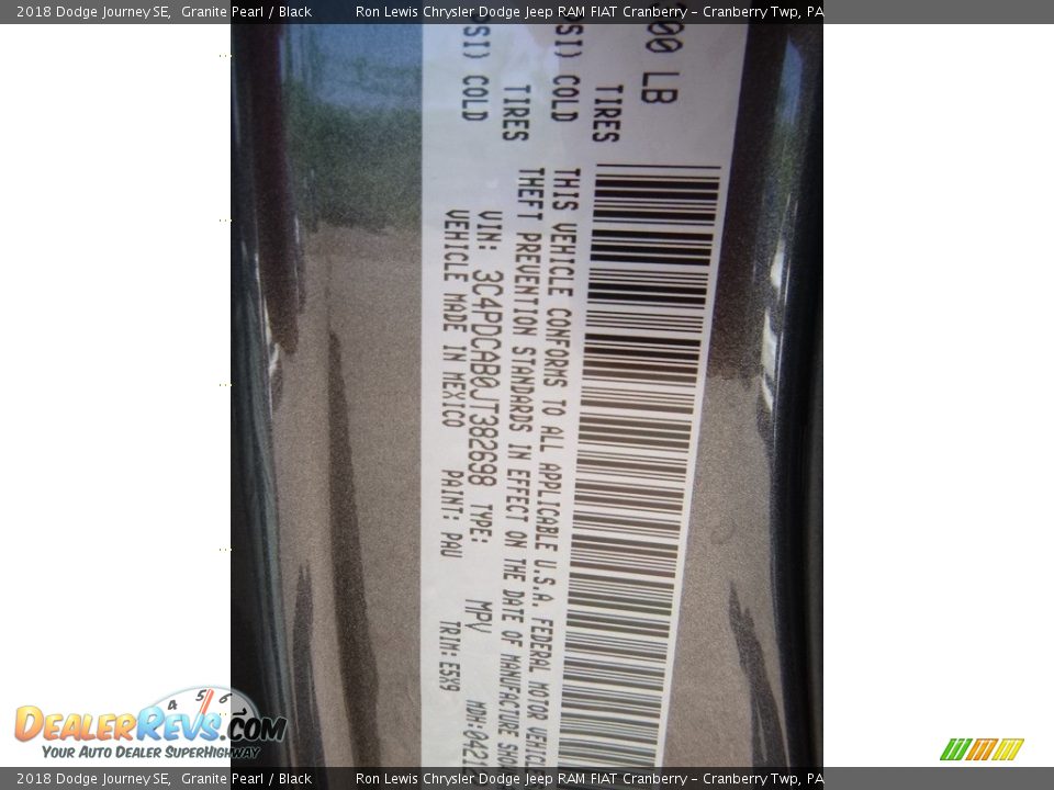 2018 Dodge Journey SE Granite Pearl / Black Photo #15