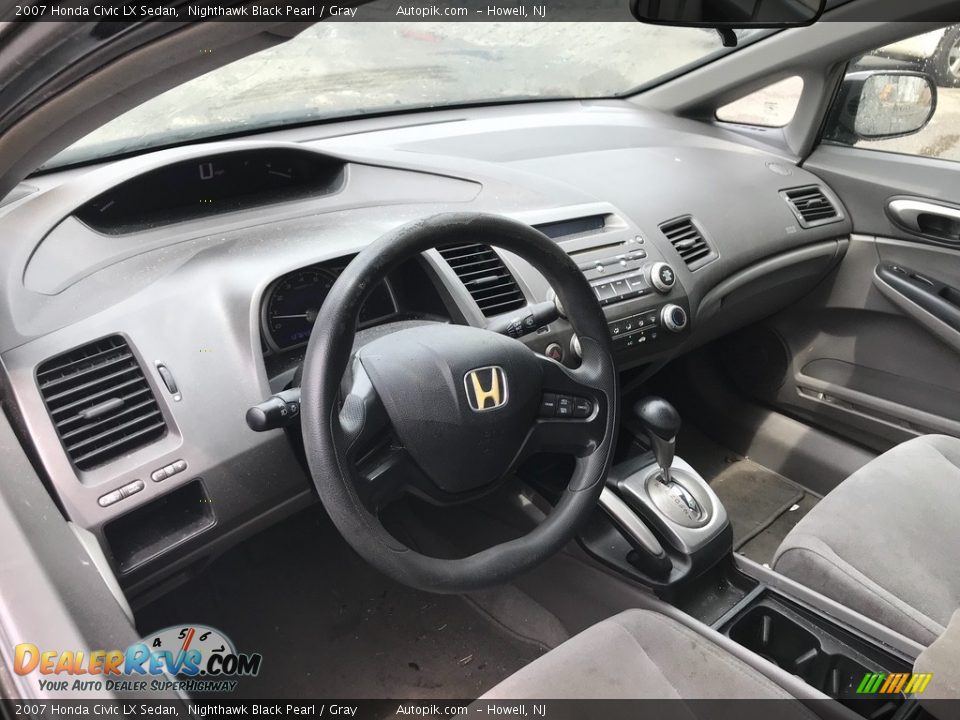 2007 Honda Civic LX Sedan Nighthawk Black Pearl / Gray Photo #12