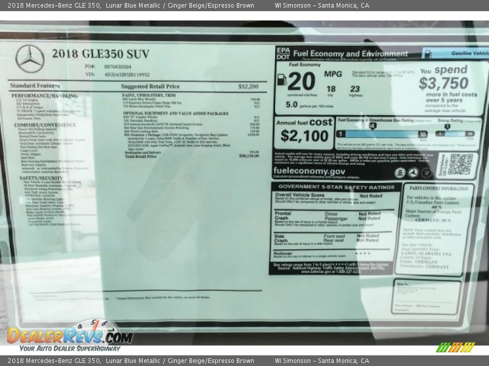 2018 Mercedes-Benz GLE 350 Lunar Blue Metallic / Ginger Beige/Espresso Brown Photo #10