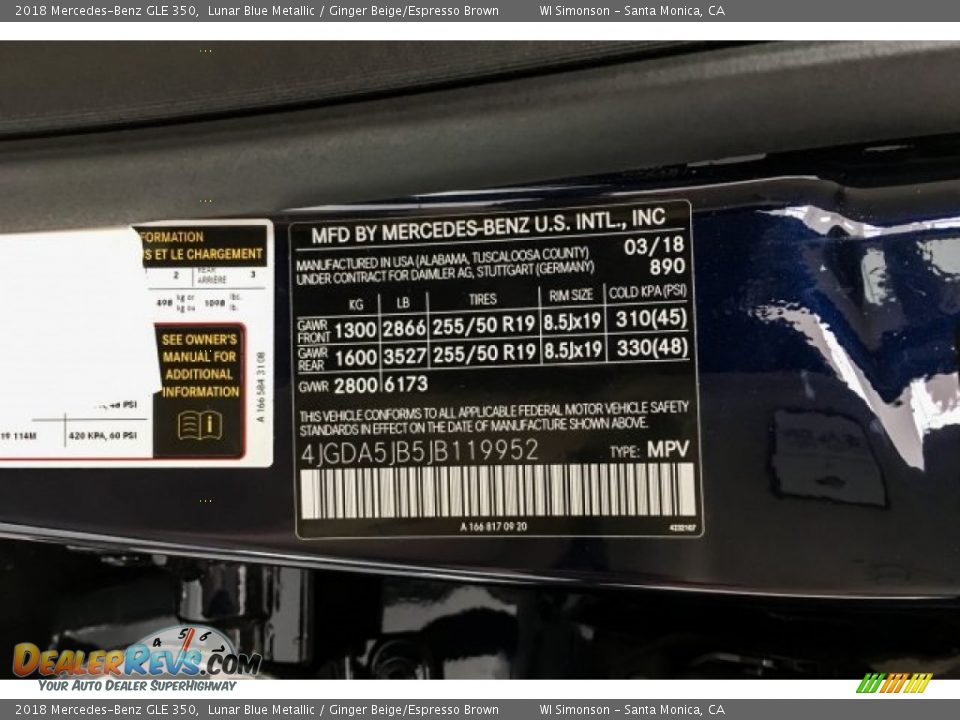 2018 Mercedes-Benz GLE 350 Lunar Blue Metallic / Ginger Beige/Espresso Brown Photo #11