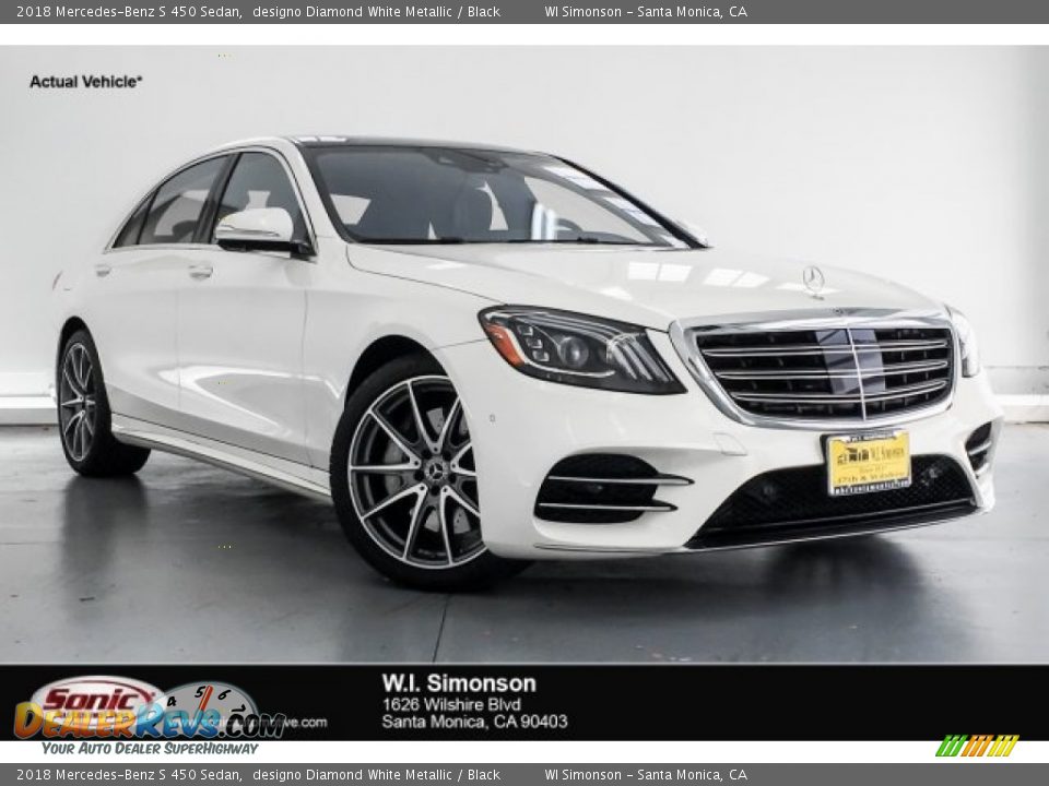 2018 Mercedes-Benz S 450 Sedan designo Diamond White Metallic / Black Photo #1