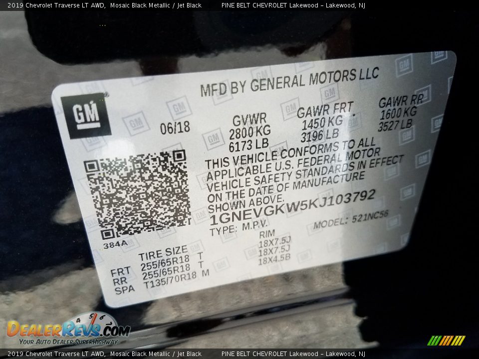 2019 Chevrolet Traverse LT AWD Mosaic Black Metallic / Jet Black Photo #9