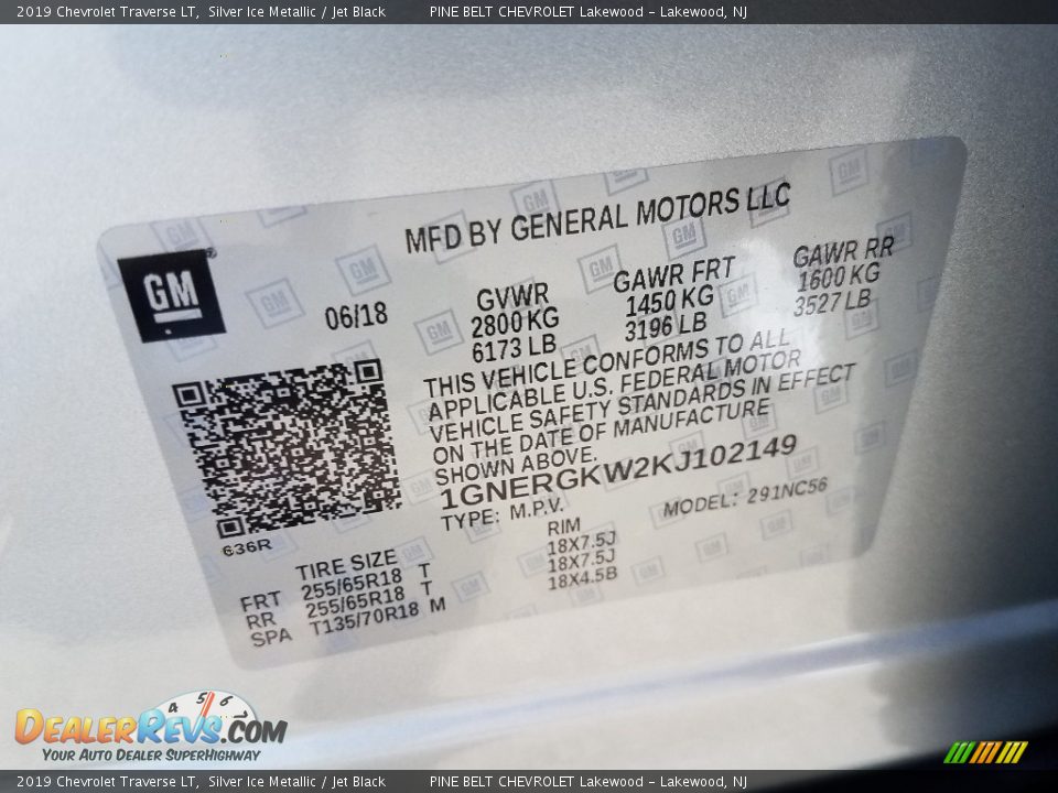 2019 Chevrolet Traverse LT Silver Ice Metallic / Jet Black Photo #10