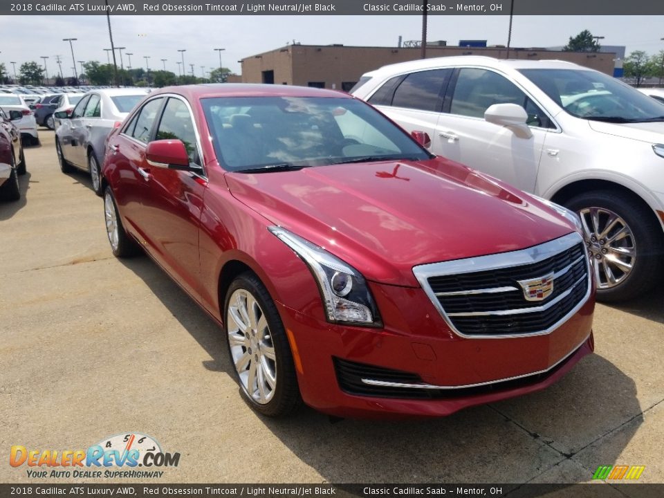 2018 Cadillac ATS Luxury AWD Red Obsession Tintcoat / Light Neutral/Jet Black Photo #1