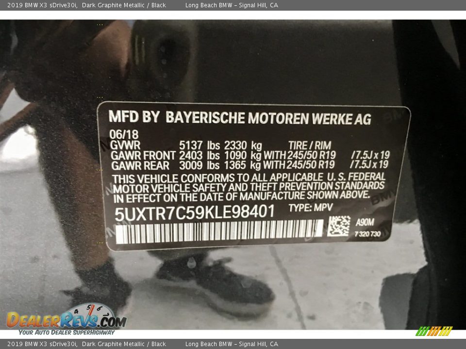 2019 BMW X3 sDrive30i Dark Graphite Metallic / Black Photo #11