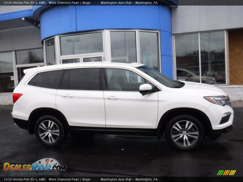 2016 Honda Pilot EX-L AWD White Diamond Pearl / Beige Photo #2