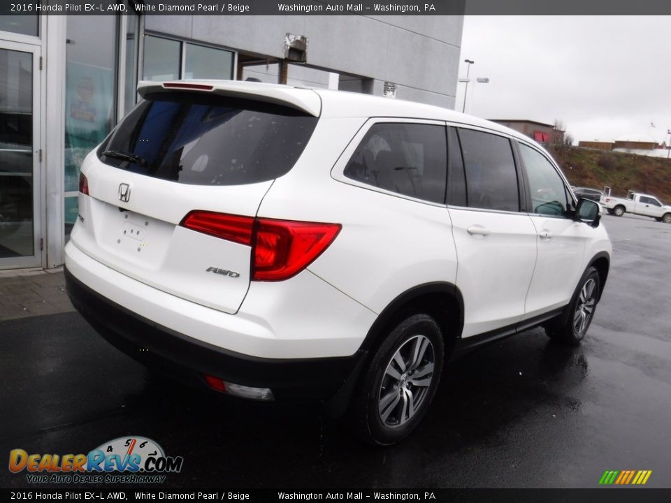 2016 Honda Pilot EX-L AWD White Diamond Pearl / Beige Photo #9