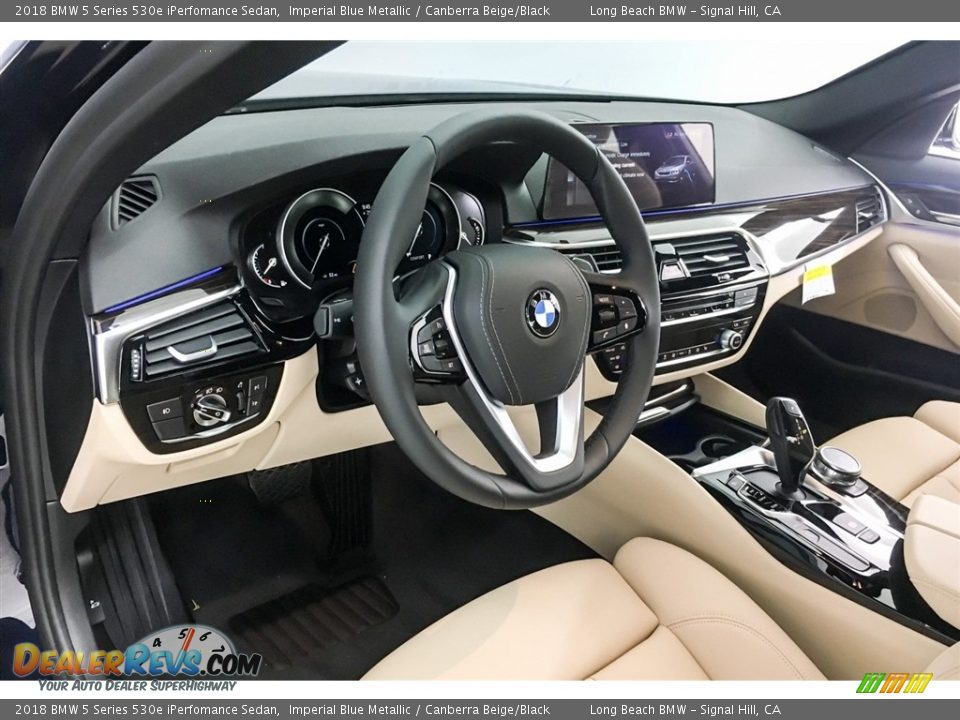2018 BMW 5 Series 530e iPerfomance Sedan Imperial Blue Metallic / Canberra Beige/Black Photo #5