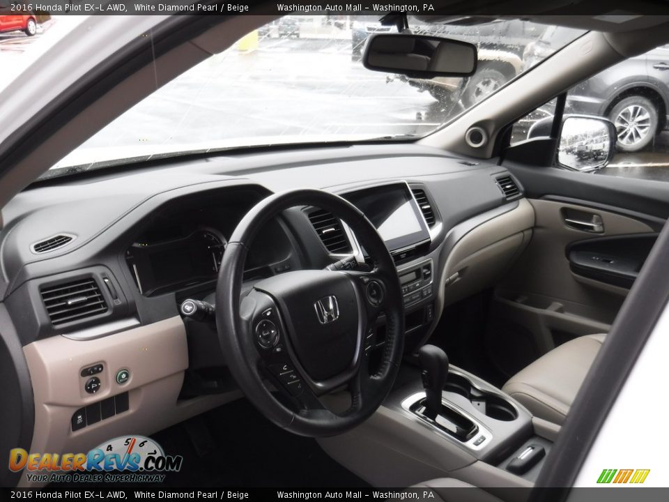 2016 Honda Pilot EX-L AWD White Diamond Pearl / Beige Photo #12