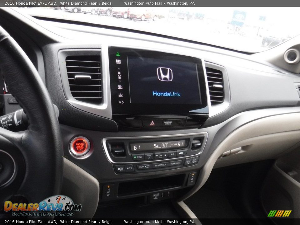 2016 Honda Pilot EX-L AWD White Diamond Pearl / Beige Photo #18
