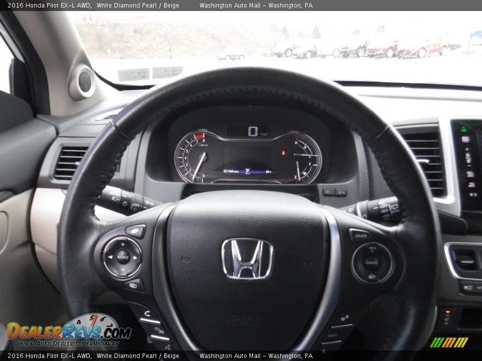 2016 Honda Pilot EX-L AWD White Diamond Pearl / Beige Photo #19