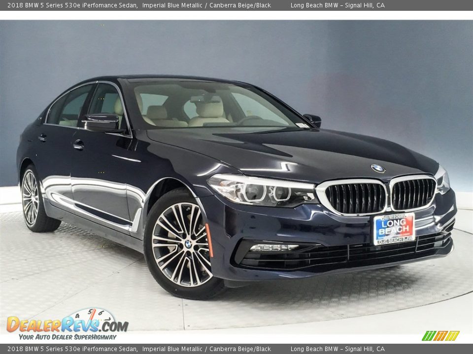 2018 BMW 5 Series 530e iPerfomance Sedan Imperial Blue Metallic / Canberra Beige/Black Photo #12