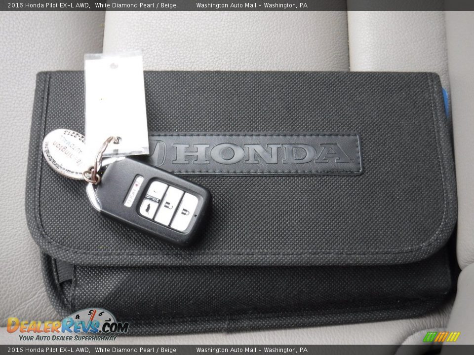 2016 Honda Pilot EX-L AWD White Diamond Pearl / Beige Photo #28