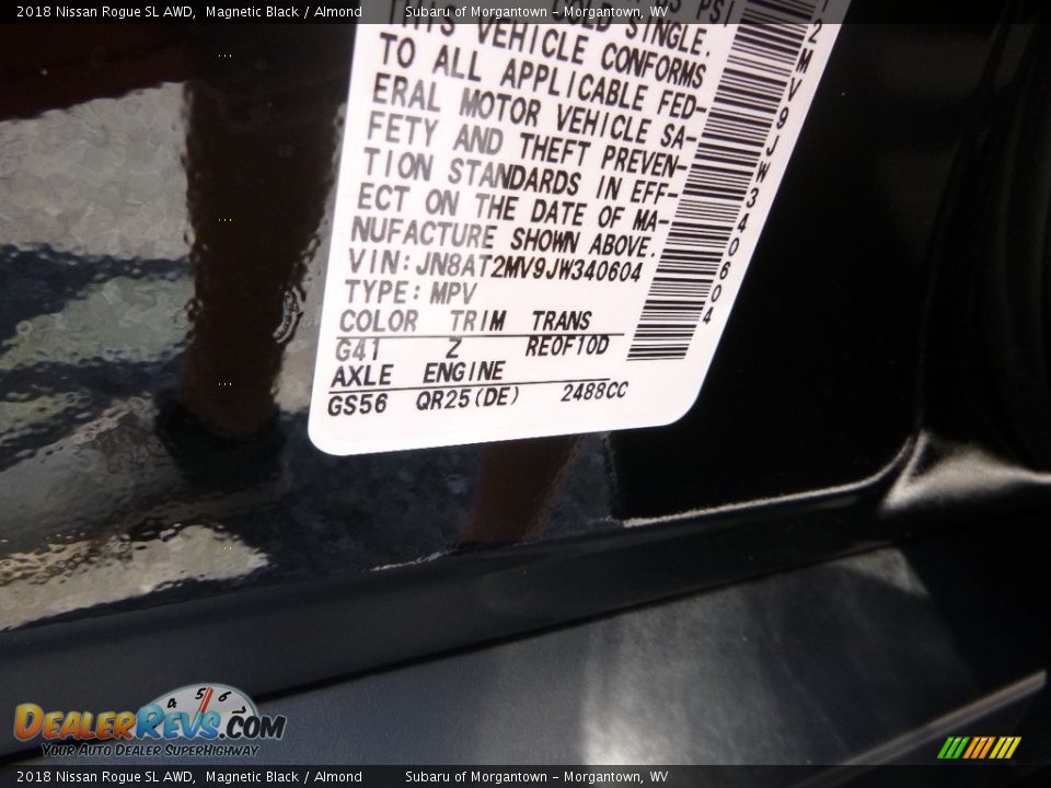 2018 Nissan Rogue SL AWD Magnetic Black / Almond Photo #15