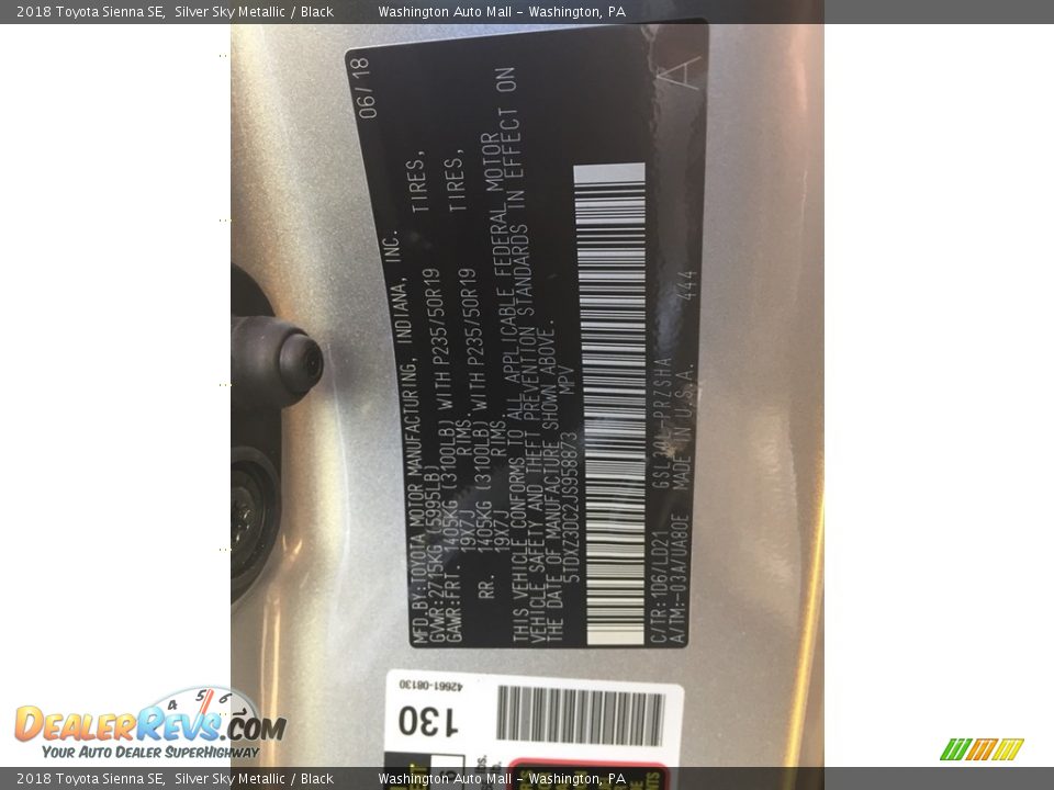 2018 Toyota Sienna SE Silver Sky Metallic / Black Photo #23