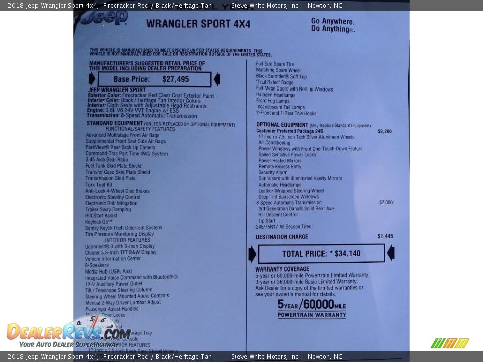 2018 Jeep Wrangler Sport 4x4 Firecracker Red / Black/Heritage Tan Photo #30