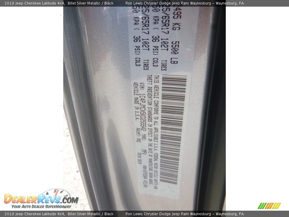 2019 Jeep Cherokee Latitude 4x4 Billet Silver Metallic / Black Photo #16