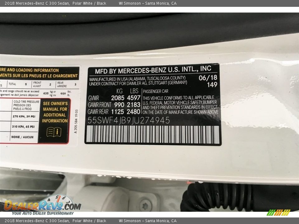 2018 Mercedes-Benz C 300 Sedan Polar White / Black Photo #11