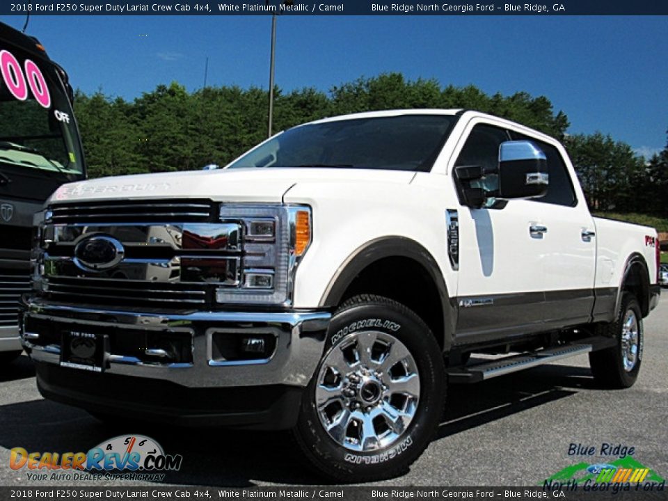 2018 Ford F250 Super Duty Lariat Crew Cab 4x4 White Platinum Metallic / Camel Photo #1