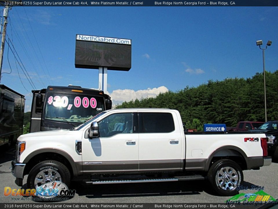 2018 Ford F250 Super Duty Lariat Crew Cab 4x4 White Platinum Metallic / Camel Photo #2