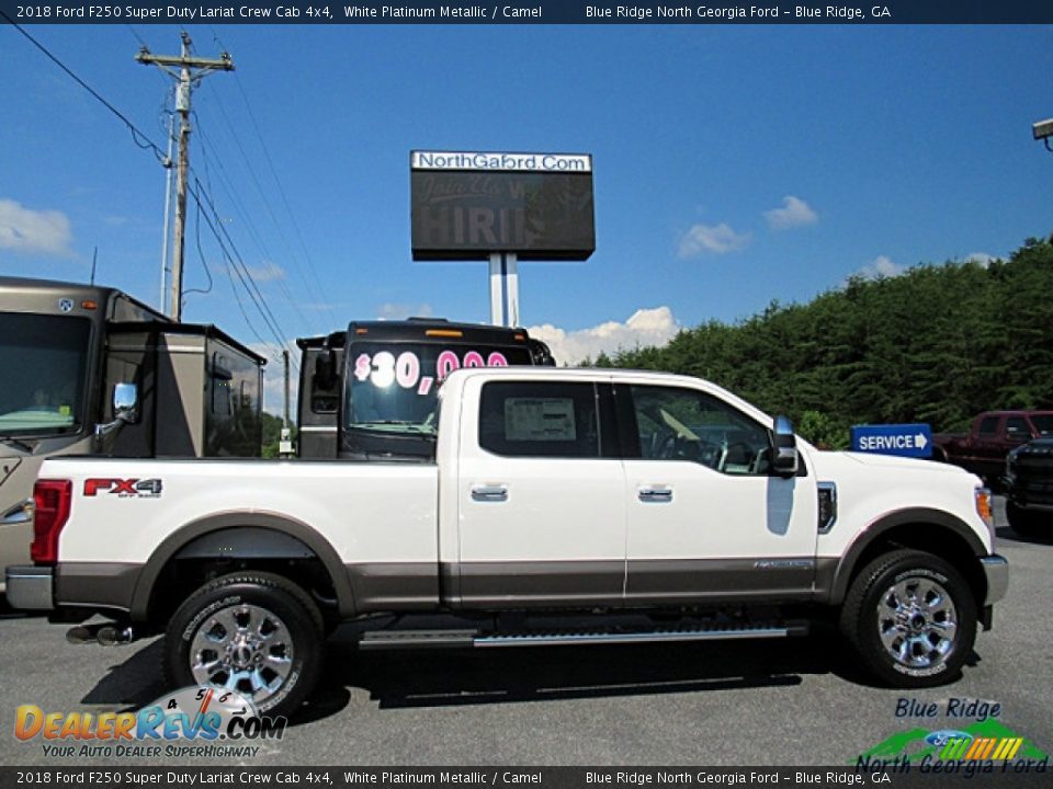 2018 Ford F250 Super Duty Lariat Crew Cab 4x4 White Platinum Metallic / Camel Photo #6