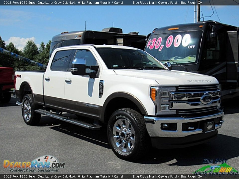 2018 Ford F250 Super Duty Lariat Crew Cab 4x4 White Platinum Metallic / Camel Photo #7