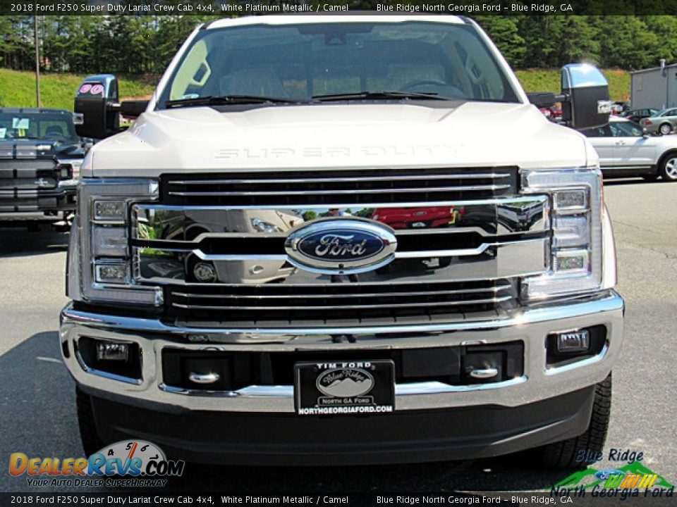 2018 Ford F250 Super Duty Lariat Crew Cab 4x4 White Platinum Metallic / Camel Photo #8