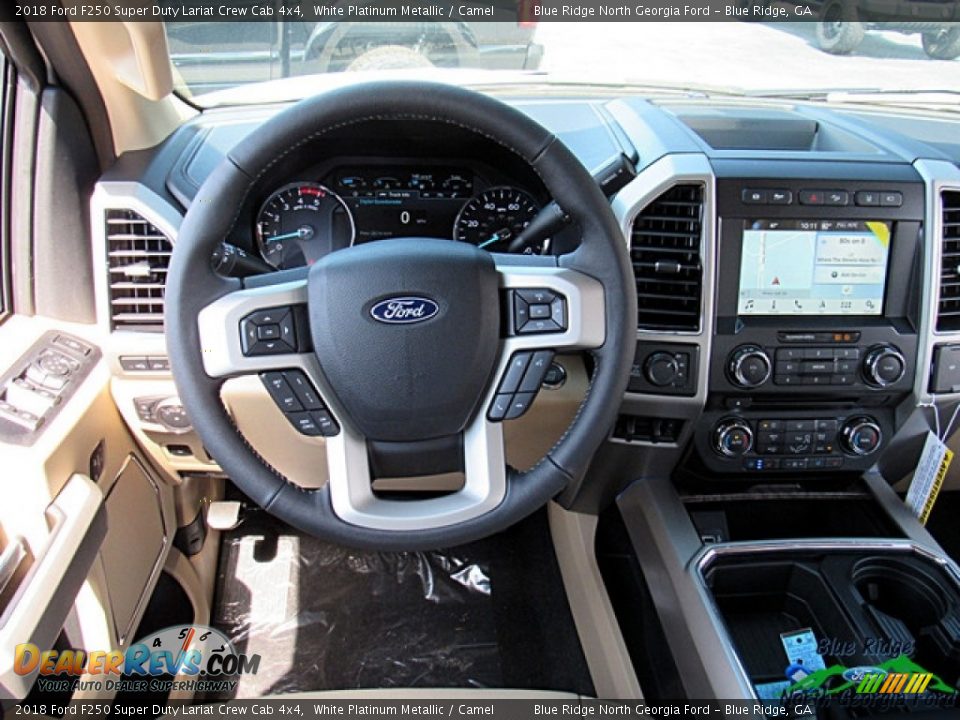 2018 Ford F250 Super Duty Lariat Crew Cab 4x4 White Platinum Metallic / Camel Photo #14