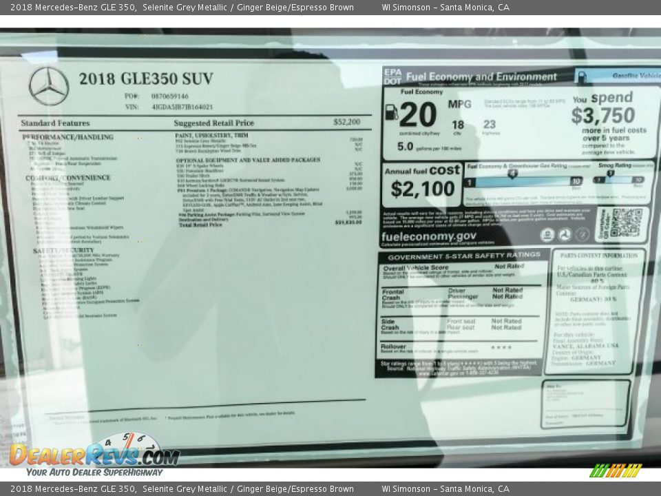 2018 Mercedes-Benz GLE 350 Selenite Grey Metallic / Ginger Beige/Espresso Brown Photo #10