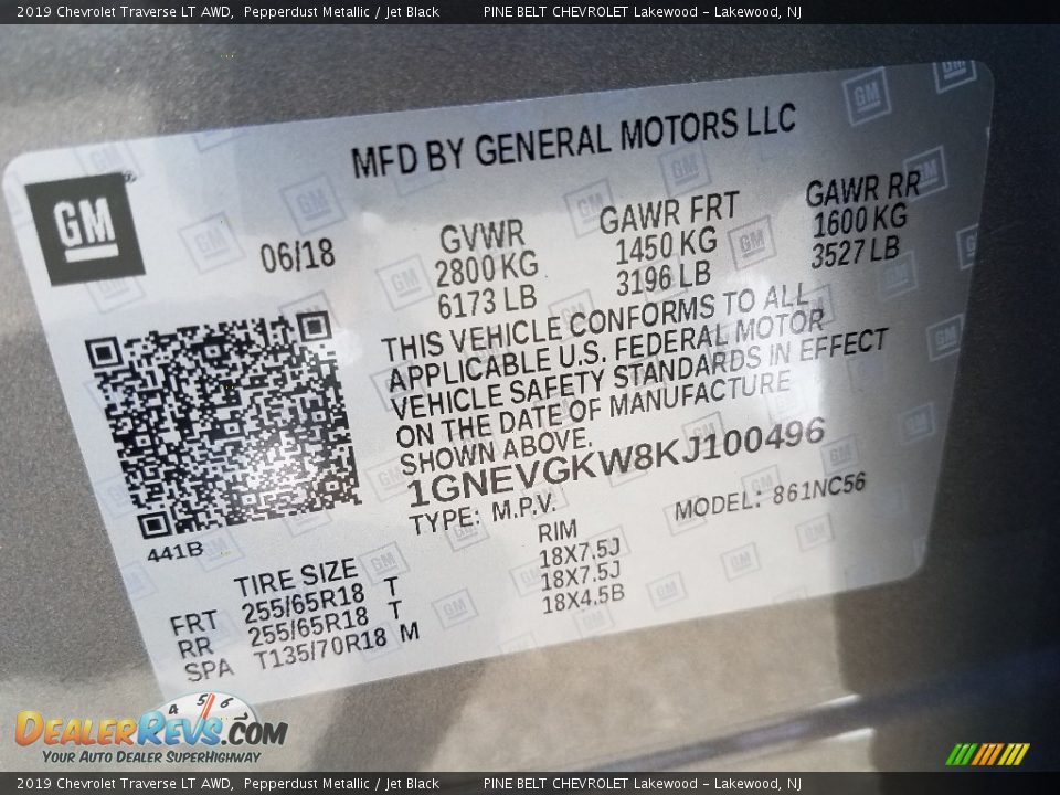 2019 Chevrolet Traverse LT AWD Pepperdust Metallic / Jet Black Photo #9