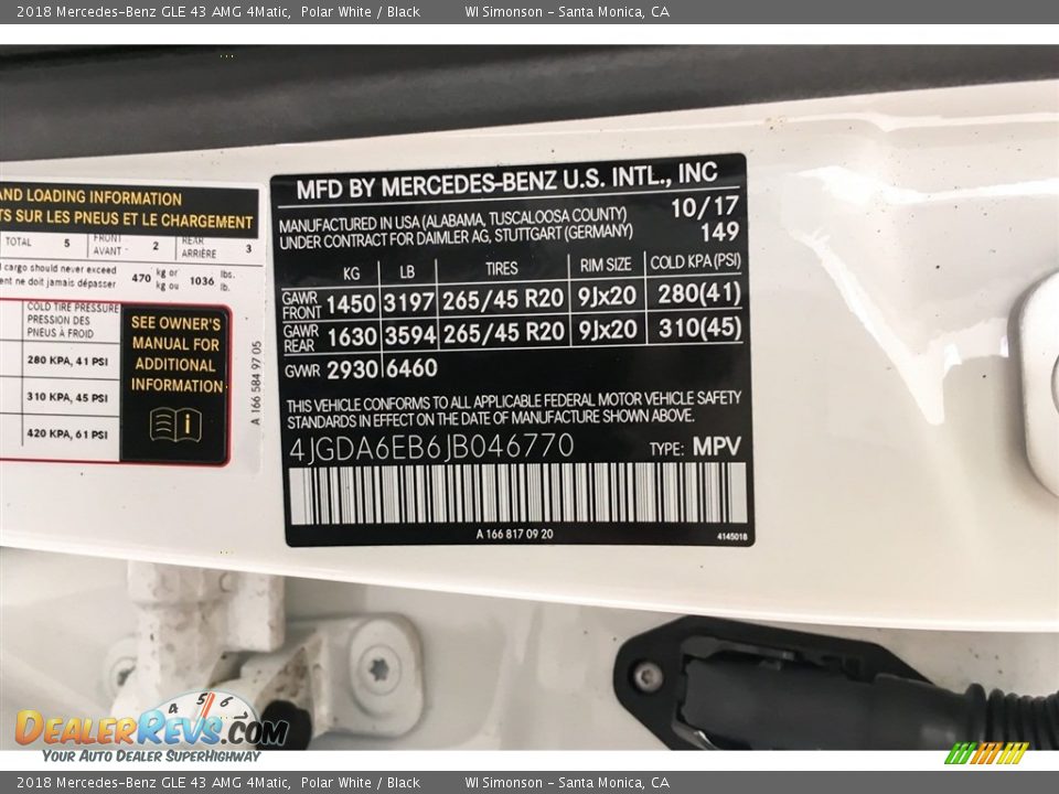 2018 Mercedes-Benz GLE 43 AMG 4Matic Polar White / Black Photo #11