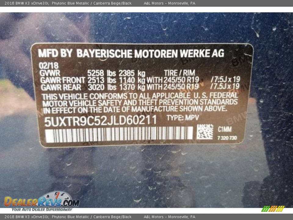2018 BMW X3 xDrive30i Phytonic Blue Metallic / Canberra Beige/Black Photo #17