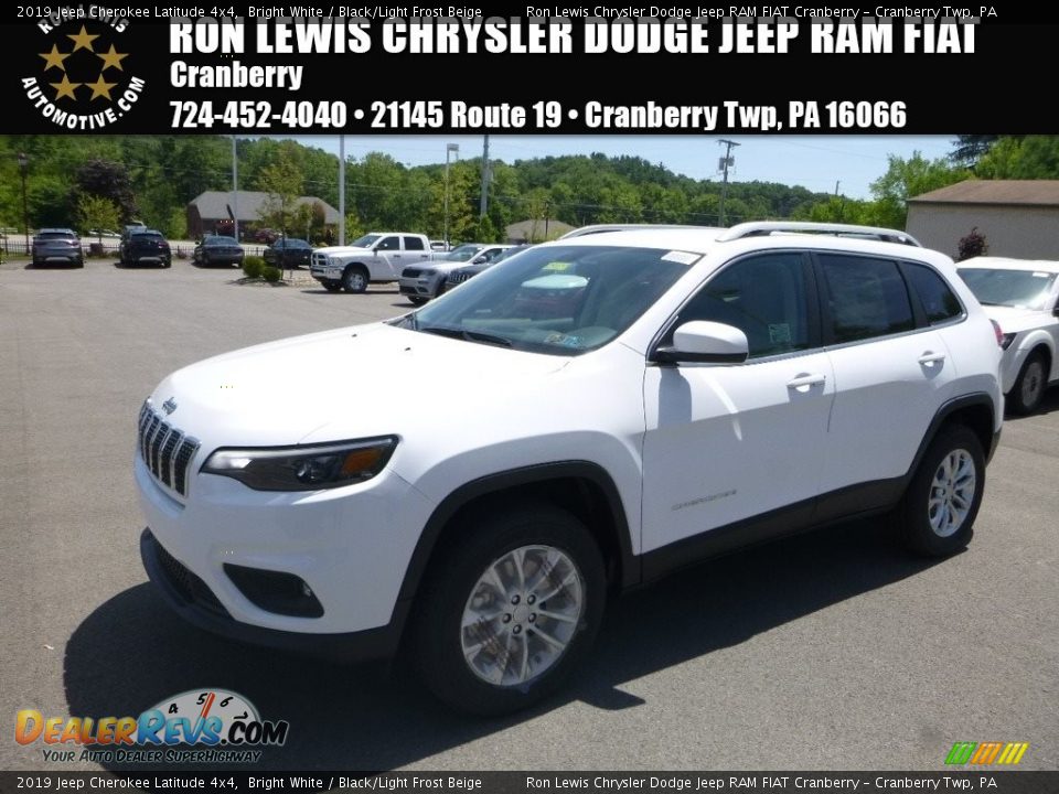 2019 Jeep Cherokee Latitude 4x4 Bright White / Black/Light Frost Beige Photo #1