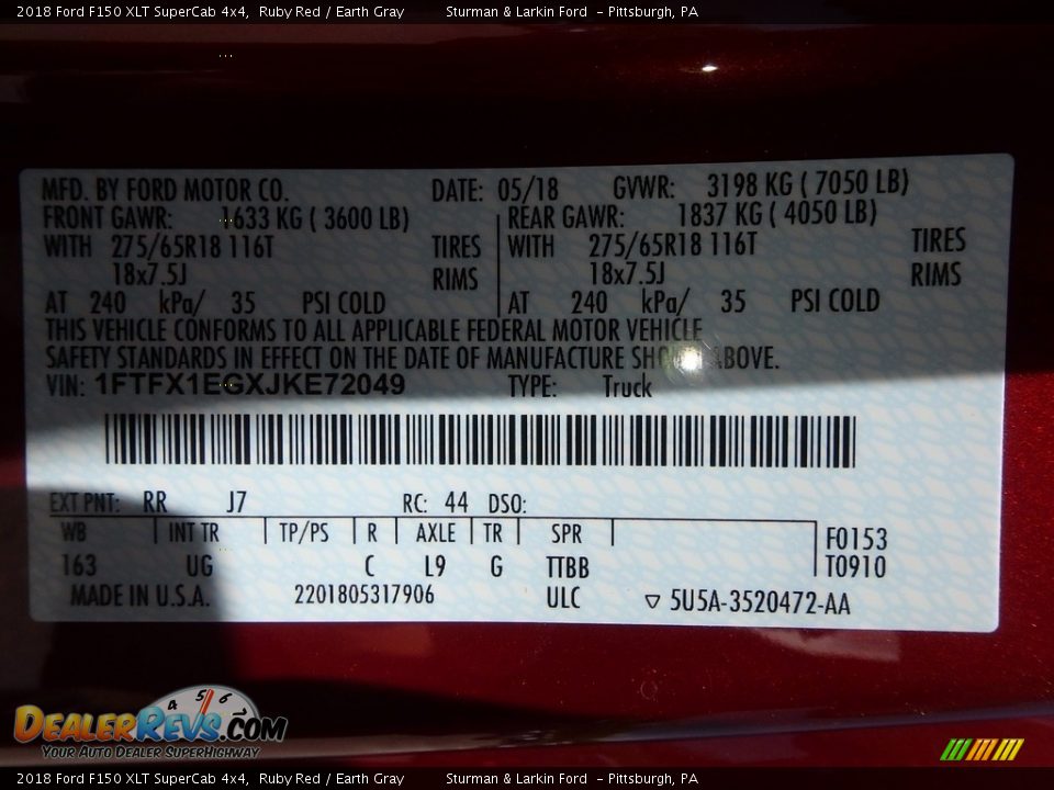 2018 Ford F150 XLT SuperCab 4x4 Ruby Red / Earth Gray Photo #10