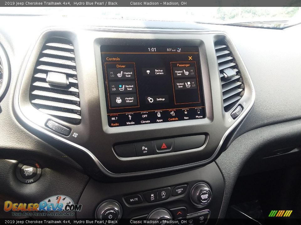 2019 Jeep Cherokee Trailhawk 4x4 Hydro Blue Pearl / Black Photo #10