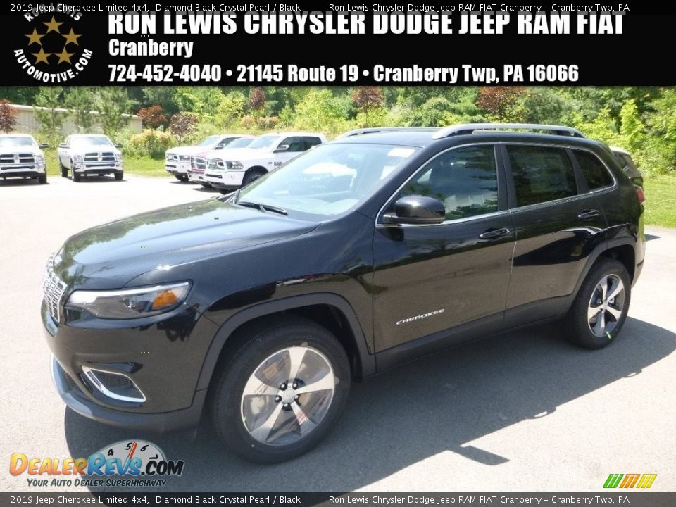 2019 Jeep Cherokee Limited 4x4 Diamond Black Crystal Pearl / Black Photo #1