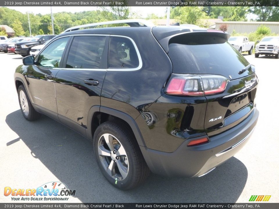 2019 Jeep Cherokee Limited 4x4 Diamond Black Crystal Pearl / Black Photo #3