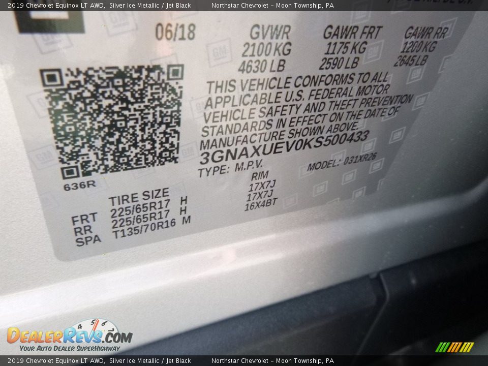 2019 Chevrolet Equinox LT AWD Silver Ice Metallic / Jet Black Photo #17