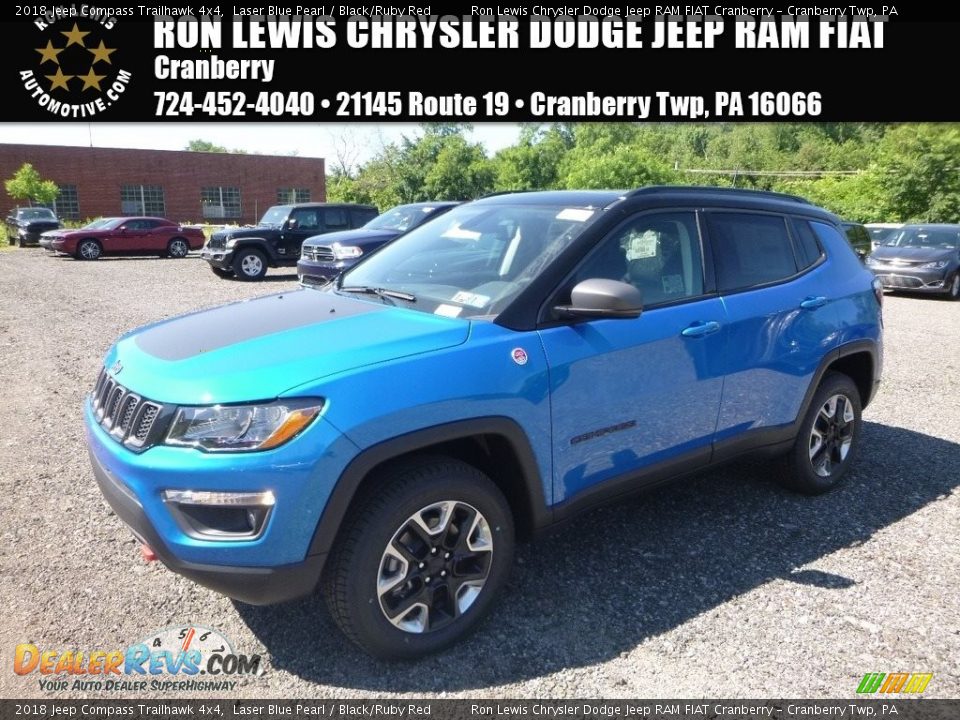 2018 Jeep Compass Trailhawk 4x4 Laser Blue Pearl / Black/Ruby Red Photo #1
