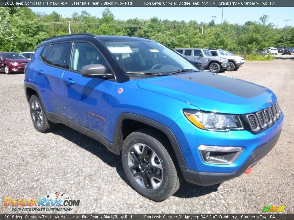 2018 Jeep Compass Trailhawk 4x4 Laser Blue Pearl / Black/Ruby Red Photo #7