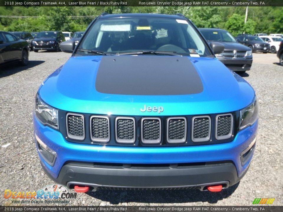2018 Jeep Compass Trailhawk 4x4 Laser Blue Pearl / Black/Ruby Red Photo #8