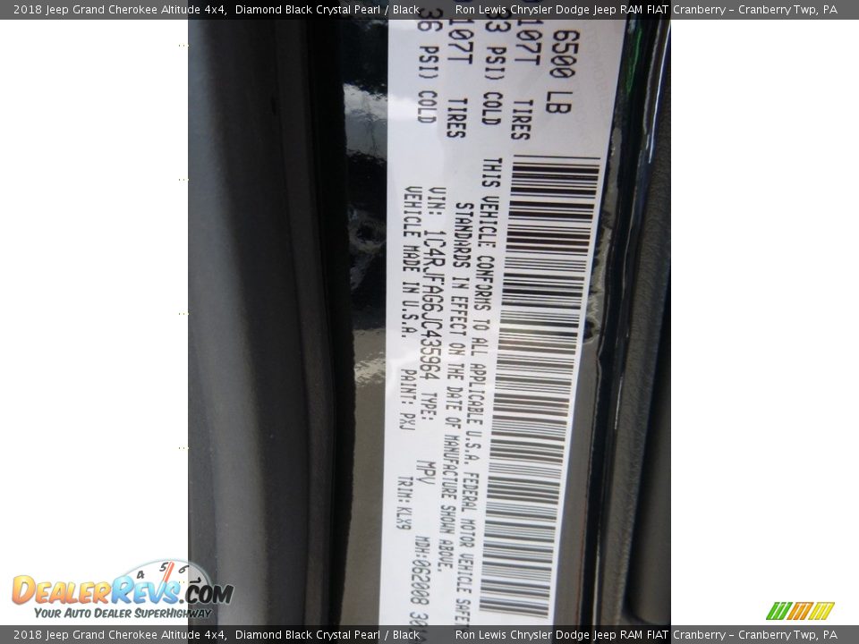 2018 Jeep Grand Cherokee Altitude 4x4 Diamond Black Crystal Pearl / Black Photo #13