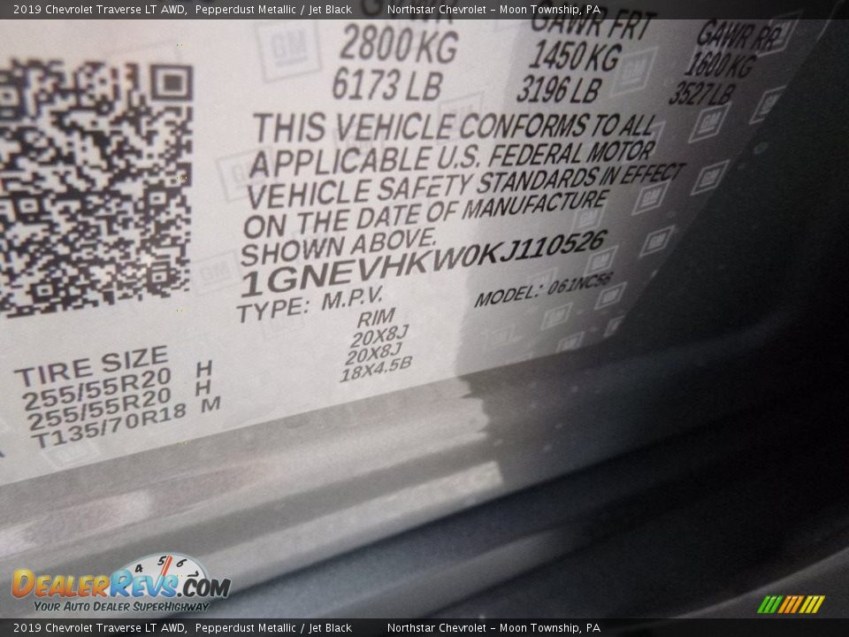 2019 Chevrolet Traverse LT AWD Pepperdust Metallic / Jet Black Photo #17