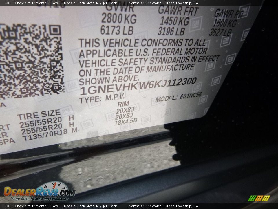 2019 Chevrolet Traverse LT AWD Mosaic Black Metallic / Jet Black Photo #16