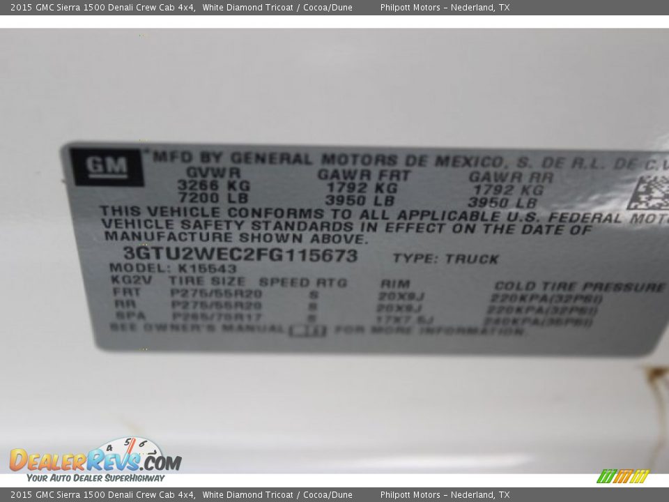 2015 GMC Sierra 1500 Denali Crew Cab 4x4 White Diamond Tricoat / Cocoa/Dune Photo #35